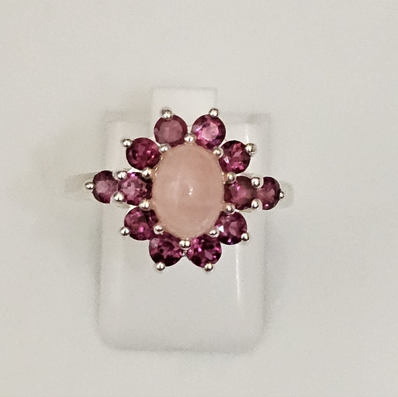 Vintage Natural Peruvian Opal & Rhodolite Garnet Sterling Silver Size 8! - Picture 5 of 12
